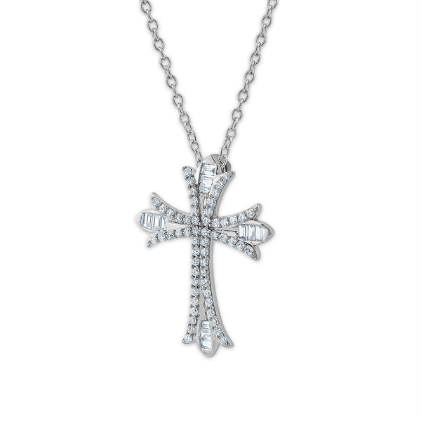 EcoLove 1/2 CTW Lab Grown Diamond 18-inch Cross in Sterling SIlver