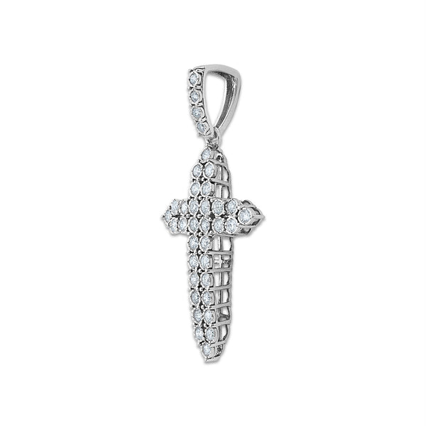 Titán by Adrian Gonzalez 1 CTW Lab Grown Diamond Cross Pendant in Sterling Silver. Chain Not Included