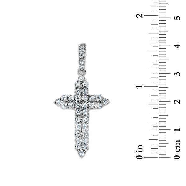 Titán by Adrian Gonzalez 1 CTW Lab Grown Diamond Cross Pendant in Sterling Silver. Chain Not Included