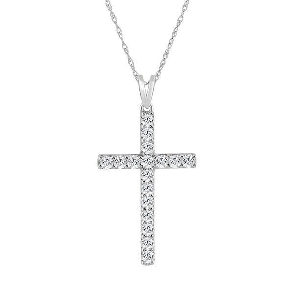 EcoLove 1 CTW Lab Grown Diamond 18-inch Cross Pendant in Sterling Silver