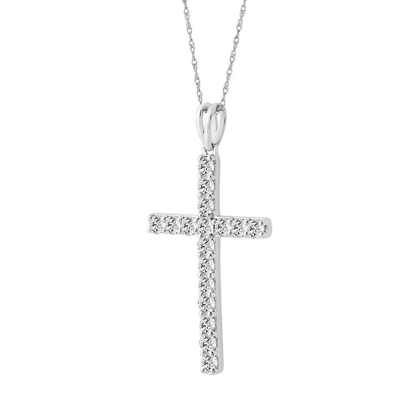 EcoLove 1 CTW Lab Grown Diamond 18-inch Cross Pendant in Sterling Silver