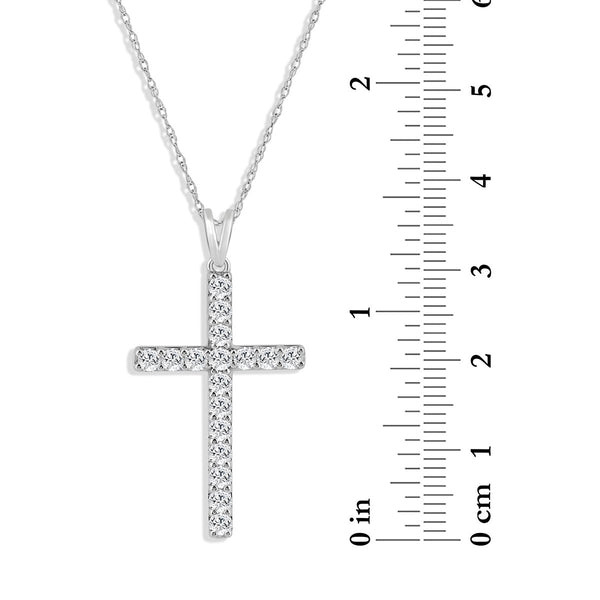 EcoLove 1 CTW Lab Grown Diamond 18-inch Cross Pendant in Sterling Silver