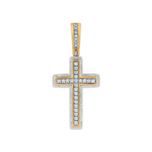 Gold Vermeil  1/4 CTW Lab Grown Diamond 37X17MM Cross Pendant. Chain not Included.