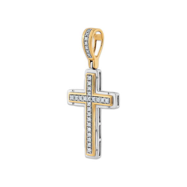Gold Vermeil  1/4 CTW Lab Grown Diamond 37X17MM Cross Pendant. Chain not Included.
