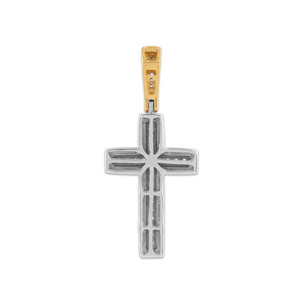 Gold Vermeil  1/4 CTW Lab Grown Diamond 37X17MM Cross Pendant. Chain not Included.