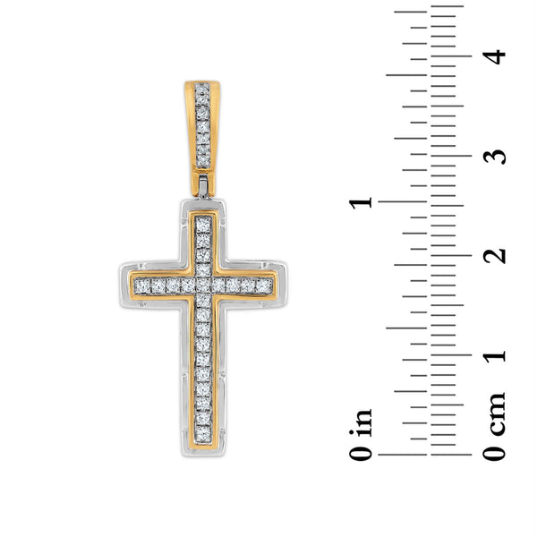 Gold Vermeil  1/4 CTW Lab Grown Diamond 37X17MM Cross Pendant. Chain not Included.