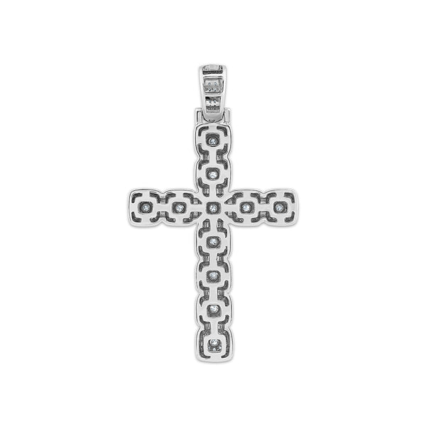 Sterling Silver 3/4 CTW Lab Grown Diamond 50X29MM Cross Pendant. Chain not Included.
