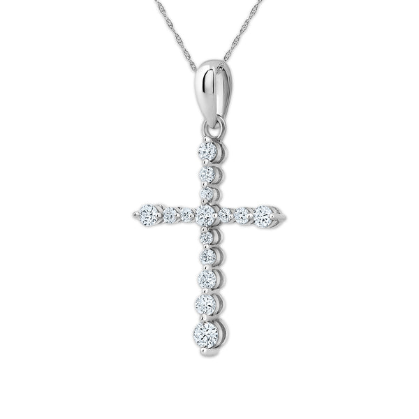 Diamond Cross Pendant in 925 Silver