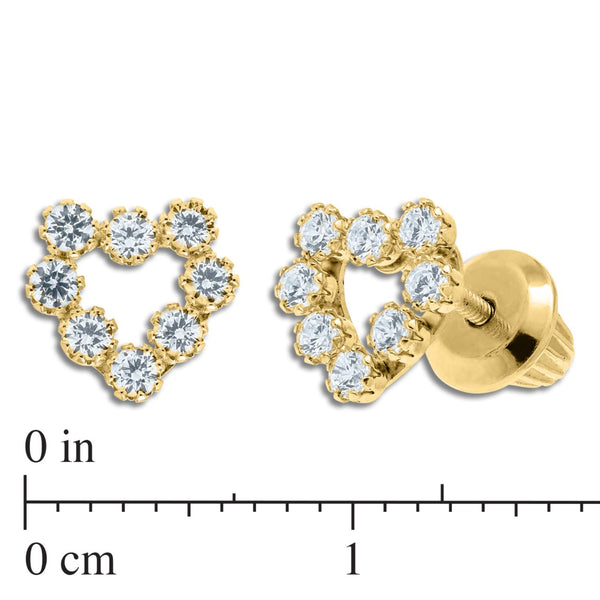 Kiddie Kraft 14KT Yellow Gold Childrens Heart Stud Earrings