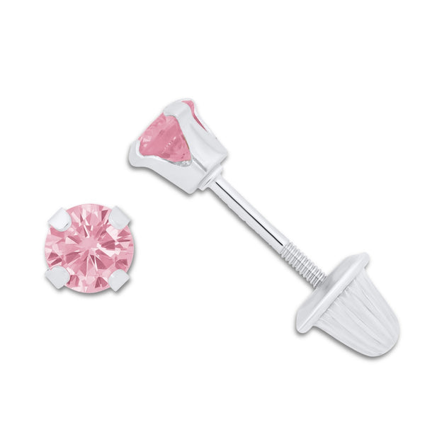Pink Cubic Zirconia Stud Earrings in 925 Silver