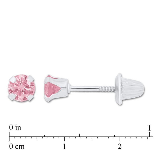 Pink Cubic Zirconia Stud Earrings in 925 Silver