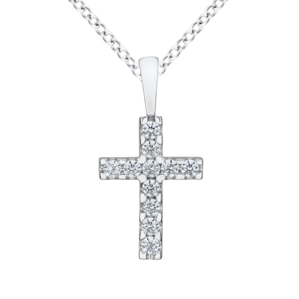 White Cubic Zirconia Cross Pendant in 925 Silver
