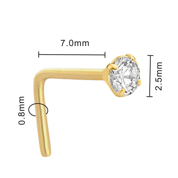 Lab Grown Diamond L Shaped Nose Ring in 14KT Yellow Gold