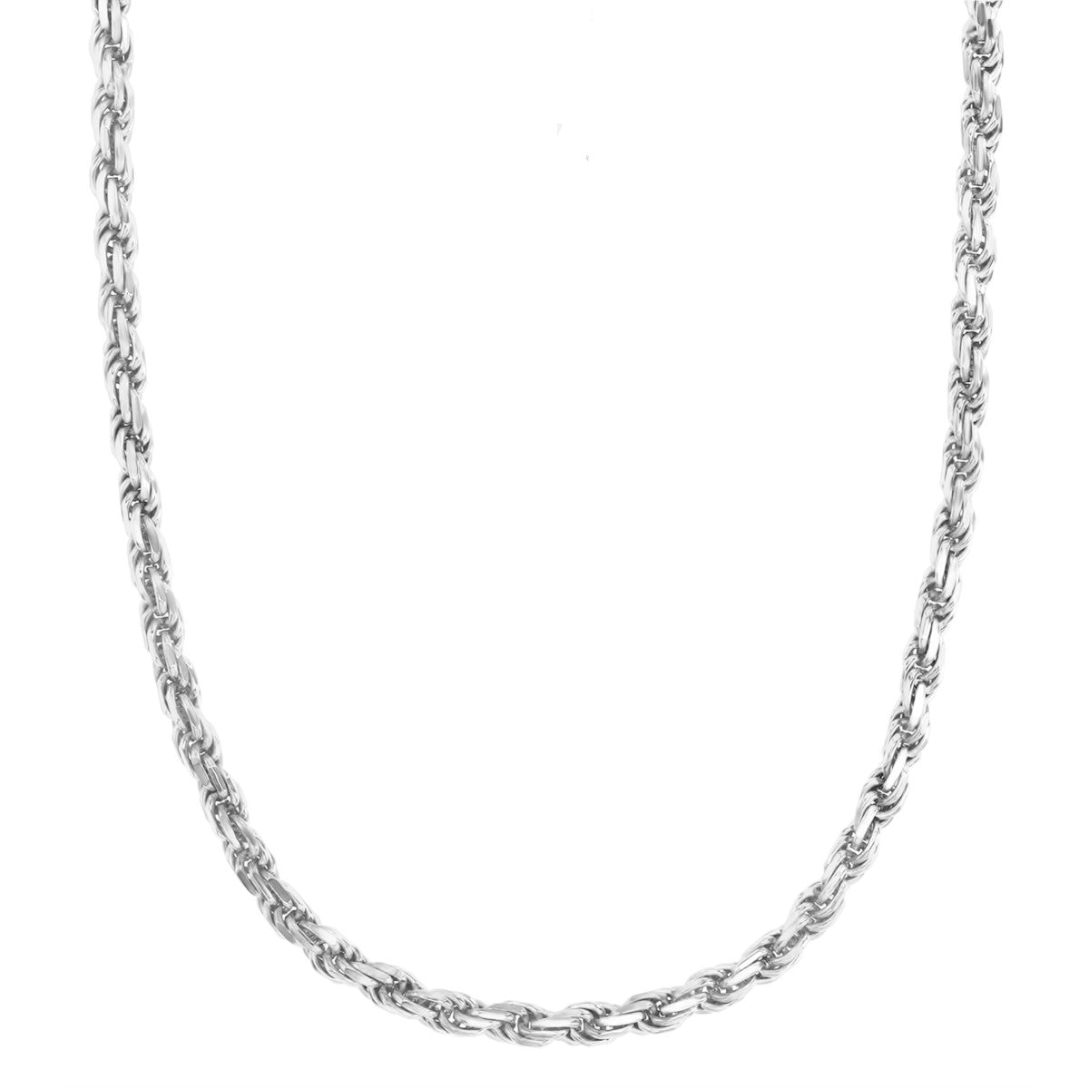 Luxe Layers Sterling Silver 24-inch 3.9MM Diamond-cut Rope Chain