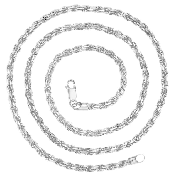 Luxe Layers Sterling Silver 24-inch 3.9MM Diamond-cut Rope Chain