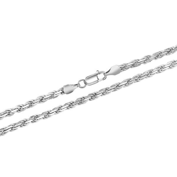 Luxe Layers Sterling Silver 24-inch 3.9MM Diamond-cut Rope Chain