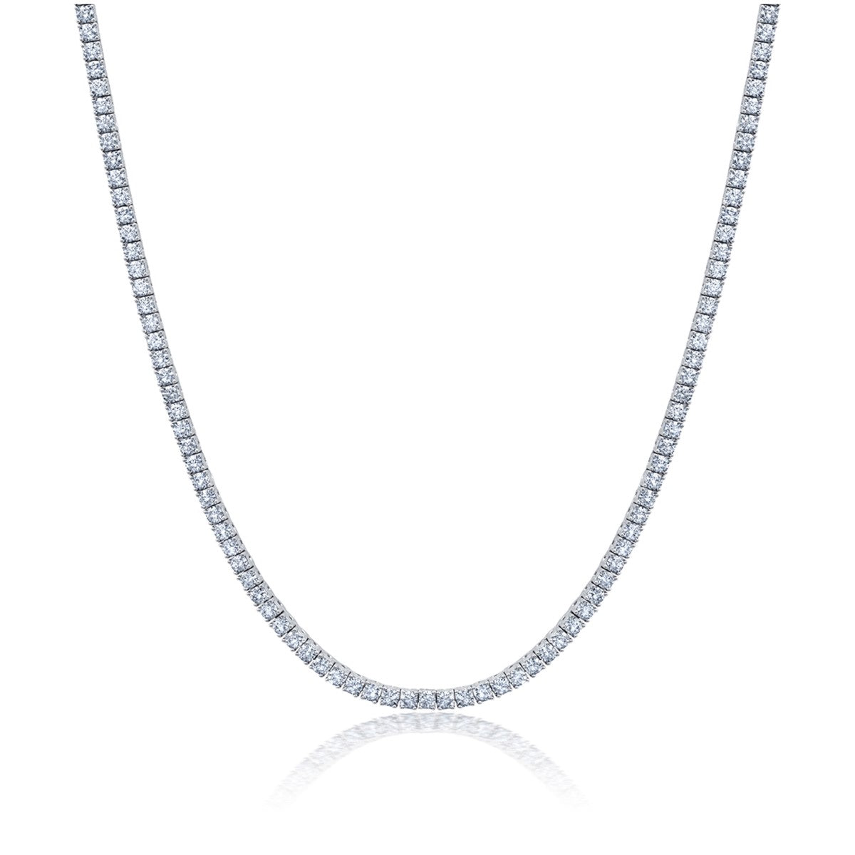 Crislu 18-inch 2MM Cubic Zirconia Tennis Necklace in Platinum Plated Sterling Silver