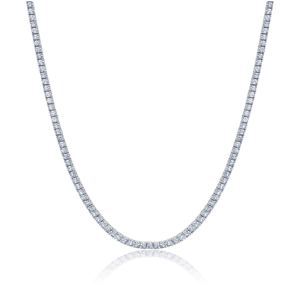 Crislu 18-inch 2MM Cubic Zirconia Tennis Necklace in Platinum Plated Sterling Silver