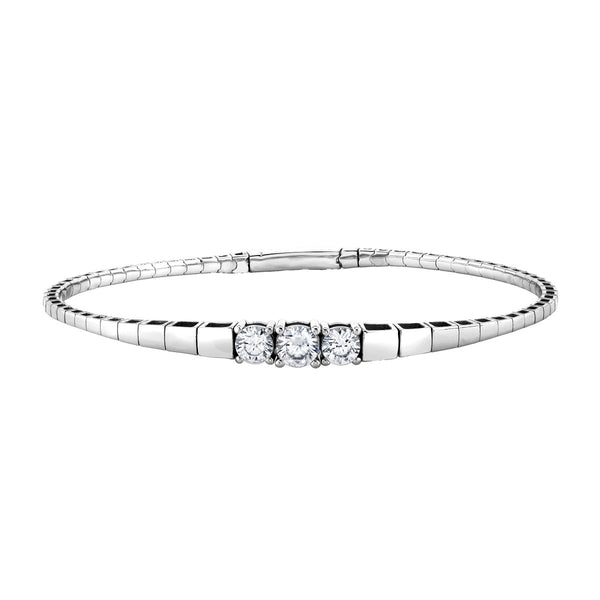 Crislu Platinum Plated Sterling Silver and Cubic Zirconia Omega Bracelet