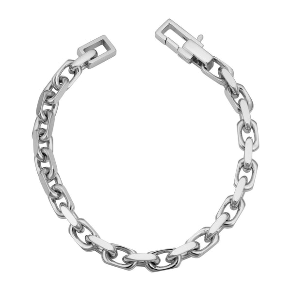 Sterling Silver 8.5-inch Flat Oval Link Bracelet