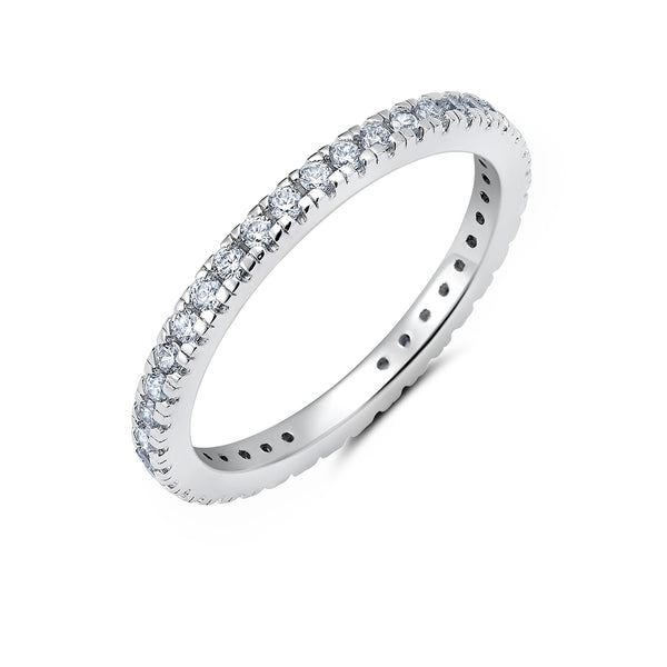 Crislu Platinum Plated Sterling Silver and Cubic Zirconia Eternity Band