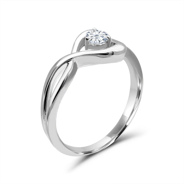 4MM Cubic Zirconia Heart Ring in Sterling Silver