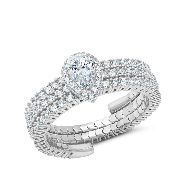 White Cubic Zirconia Ring in 925 Silver