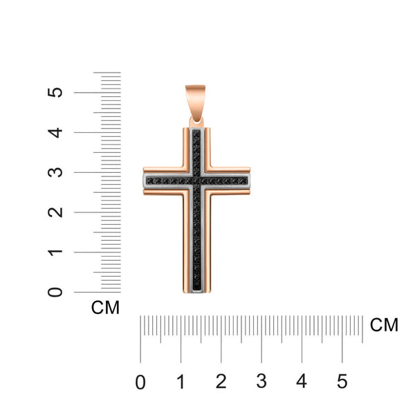 Titán by Adrian Gonzalez Two-Tone Stainless Steel 1/7 CTW Natural Diamond 26X40MM 24-inch Cross Pendant