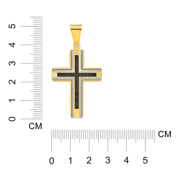 Titán by Adrian Gonzalez Yellow Stainless Steel 1/6 CTW Natural Diamond 27X37MM 24-inch Cross Pendant