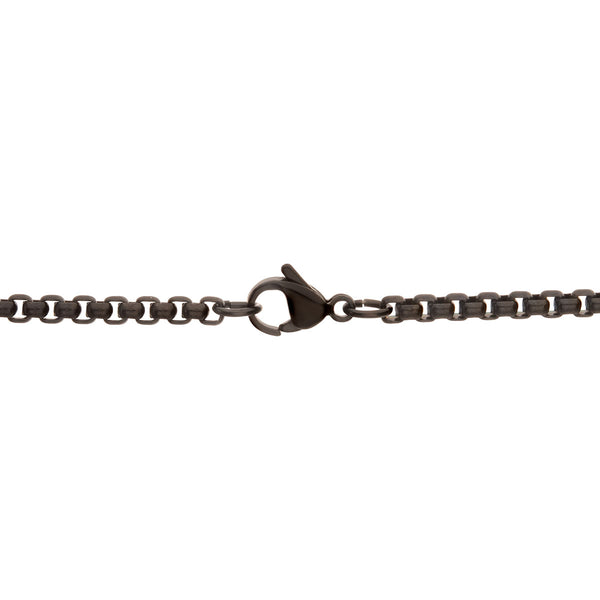 Inox 24-inch Black IP Stainless Steel Ebony Wood Cross Pendant