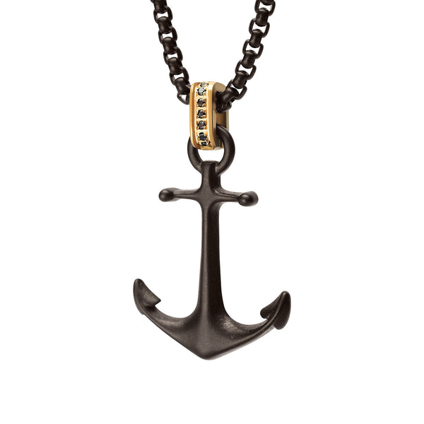 Inox 22-inch Anchor Pendant in Black IP Stainless Steel