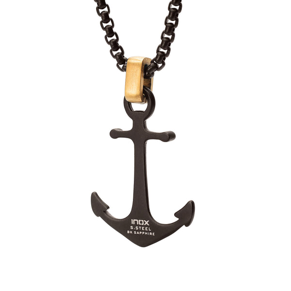 Inox 22-inch Anchor Pendant in Black IP Stainless Steel