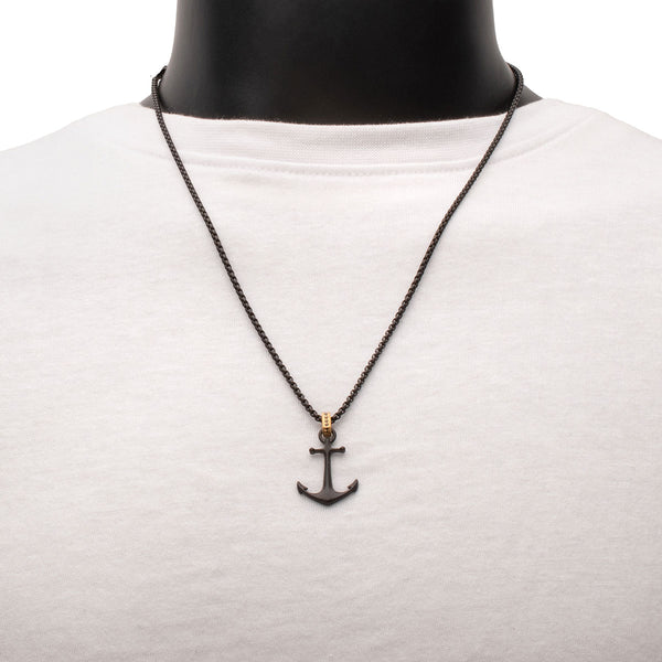 Inox 22-inch Anchor Pendant in Black IP Stainless Steel