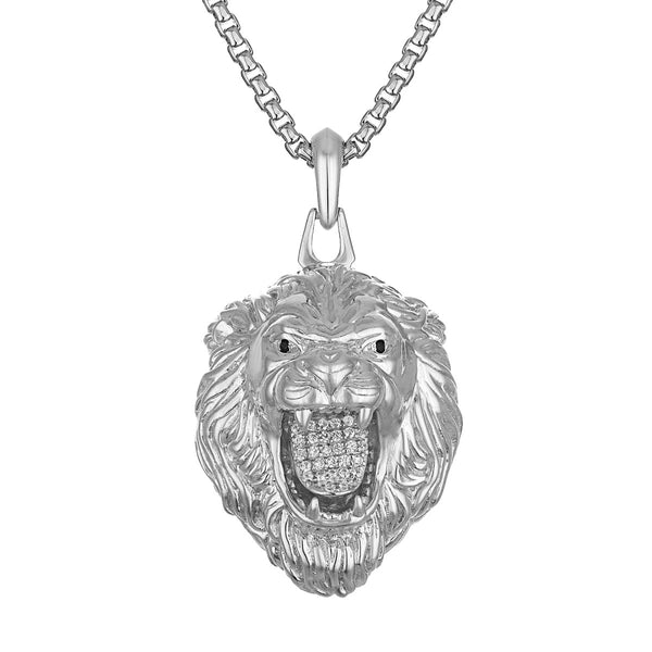 Bulova Marc Anthony Collection Sterling Silver and 1/5 CTW Natural Diamond Lion Pendant