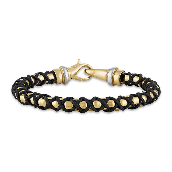 Titán By Adrian Gonzalez Collection 8.5-inch 6MM Yellow Stainless Steel and Black Nylon Mesh Bracelet