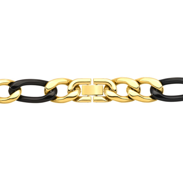Titán by Adrian Gonzalez Collection 8.5-Inch Yellow and Black Stainless Steel Figaro Bracelet