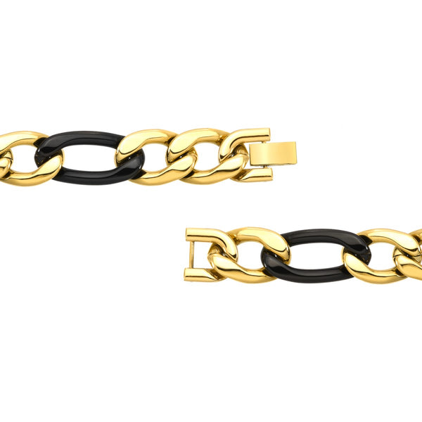 Titán by Adrian Gonzalez Collection 8.5-Inch Yellow and Black Stainless Steel Figaro Bracelet