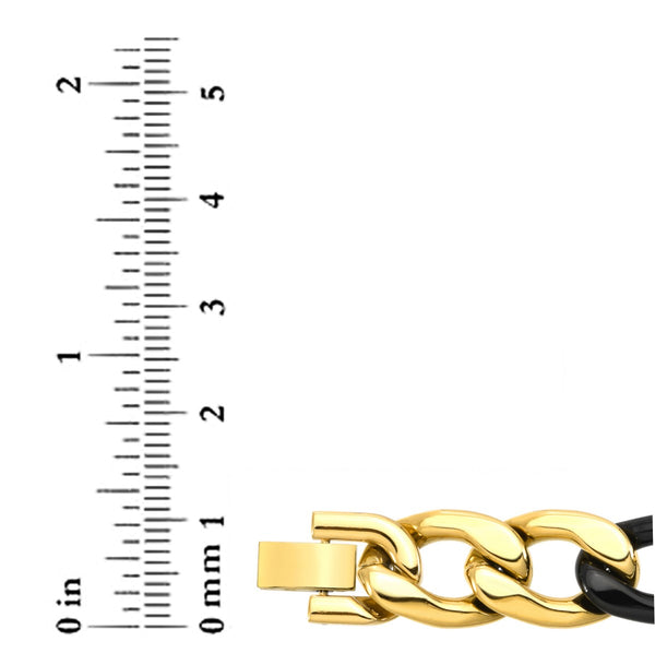 Titán by Adrian Gonzalez Collection 8.5-Inch Yellow and Black Stainless Steel Figaro Bracelet