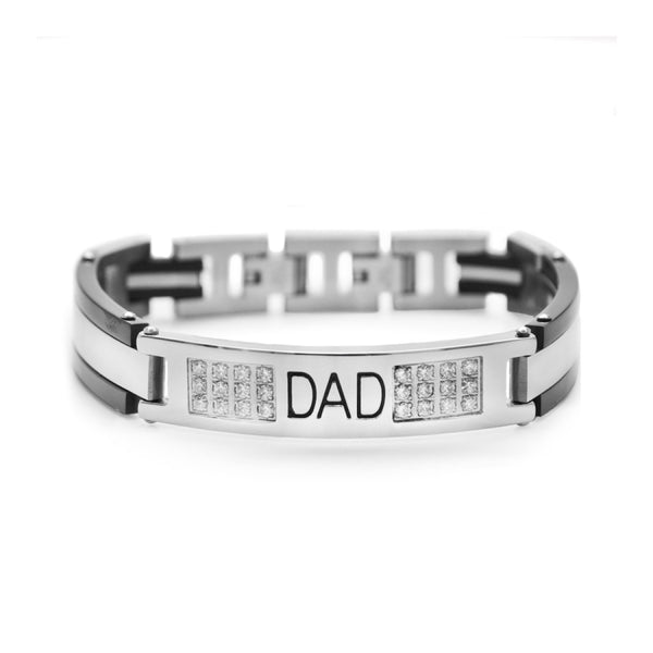 Stainless Steel and Cubic Zirconia 8.5-inch Dad Bracelet