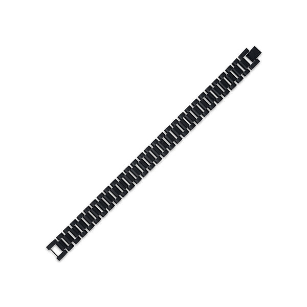 King by Simone I Smith Black 9-inch 16MM Rolex Look Bracelet in Stainless Steel