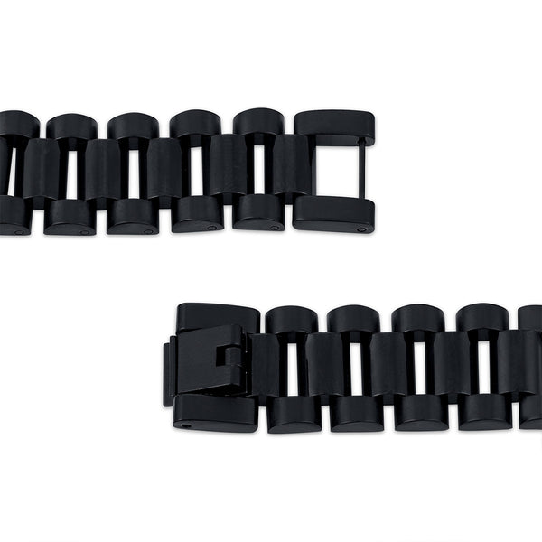 King by Simone I Smith Black 9-inch 16MM Rolex Look Bracelet in Stainless Steel