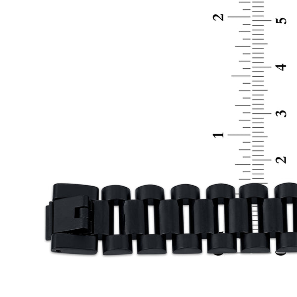 King by Simone I Smith Black 9-inch 16MM Rolex Look Bracelet in Stainless Steel