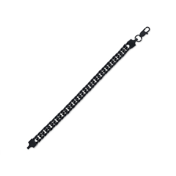 King by Simone I Smith Black 8-inch 10.5MM Curb Bracelet in Stainless Steel