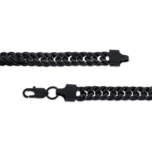 King by Simone I Smith Black 8-inch 10.5MM Curb Bracelet in Stainless Steel