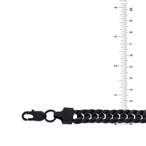 King by Simone I Smith Black 8-inch 10.5MM Curb Bracelet in Stainless Steel
