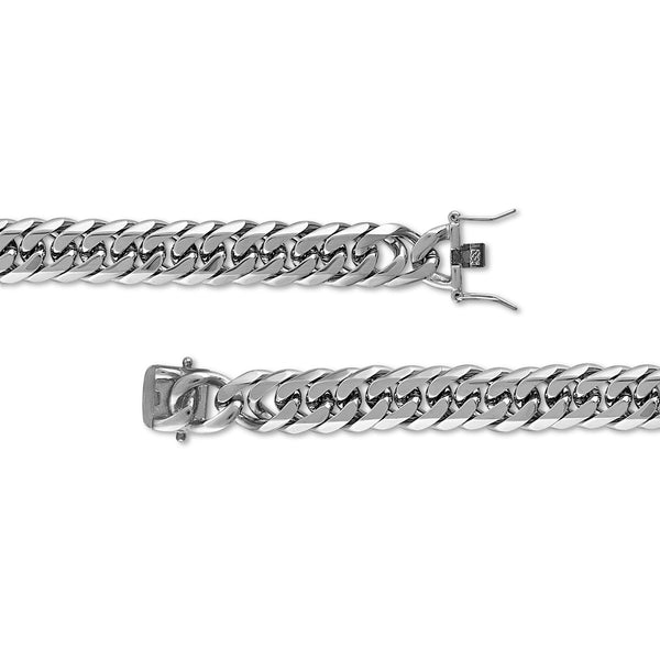 King by Simone I Smith Black 9-inch 16MM Spiga Bracelet in Stainless Steel