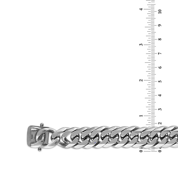 King by Simone I Smith Black 9-inch 16MM Spiga Bracelet in Stainless Steel