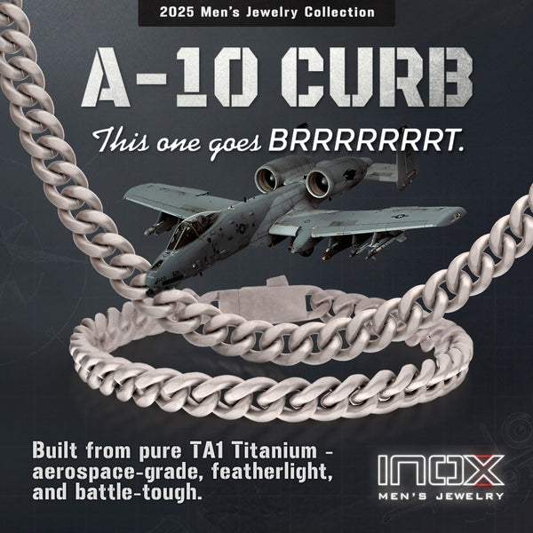 Inox 8-inch Titaninum Curb Link Bracelet