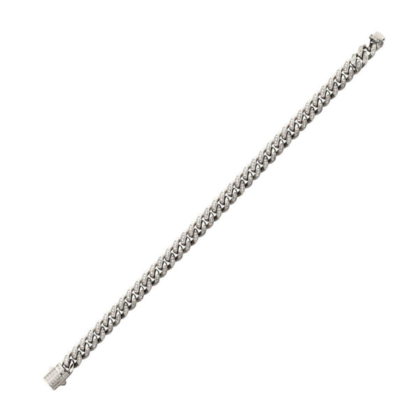 Inox 8-inch Stainless Steel Curb Bracelet with Cubic Zirconia