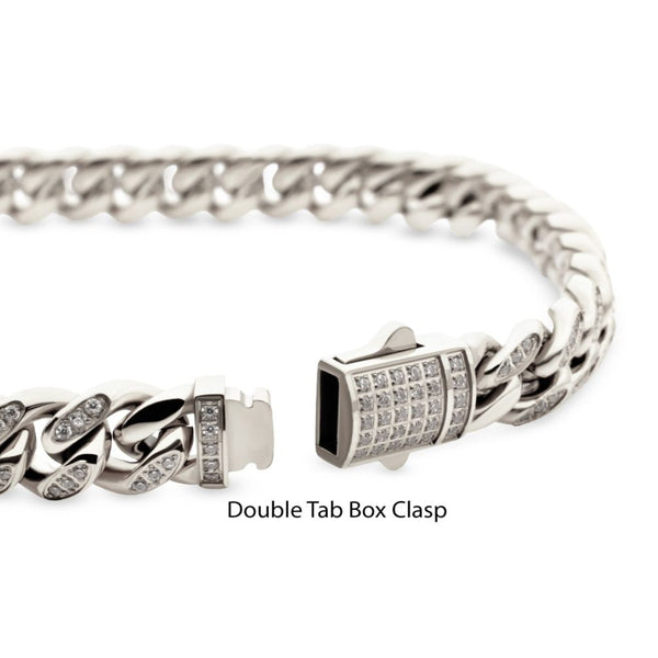 Inox 8-inch Stainless Steel Curb Bracelet with Cubic Zirconia